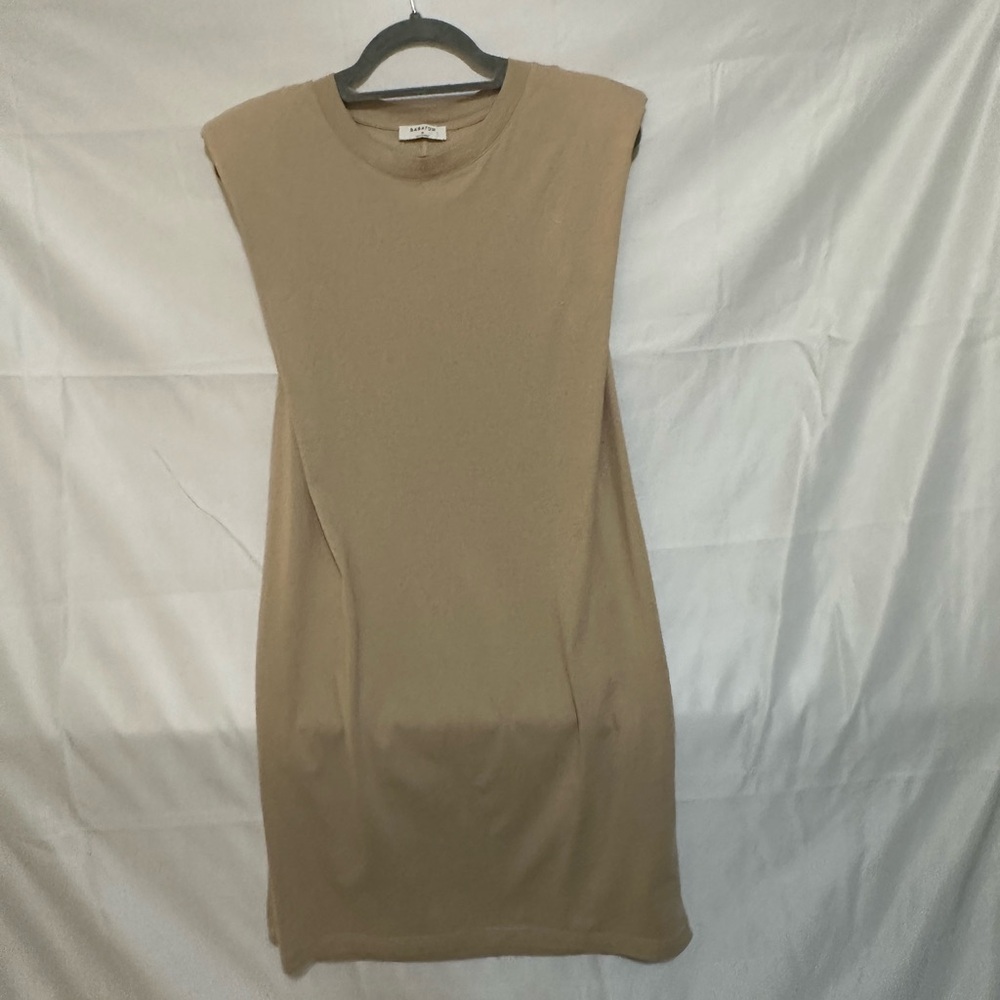 Babaton Tan Sleeveless Sheath Dress